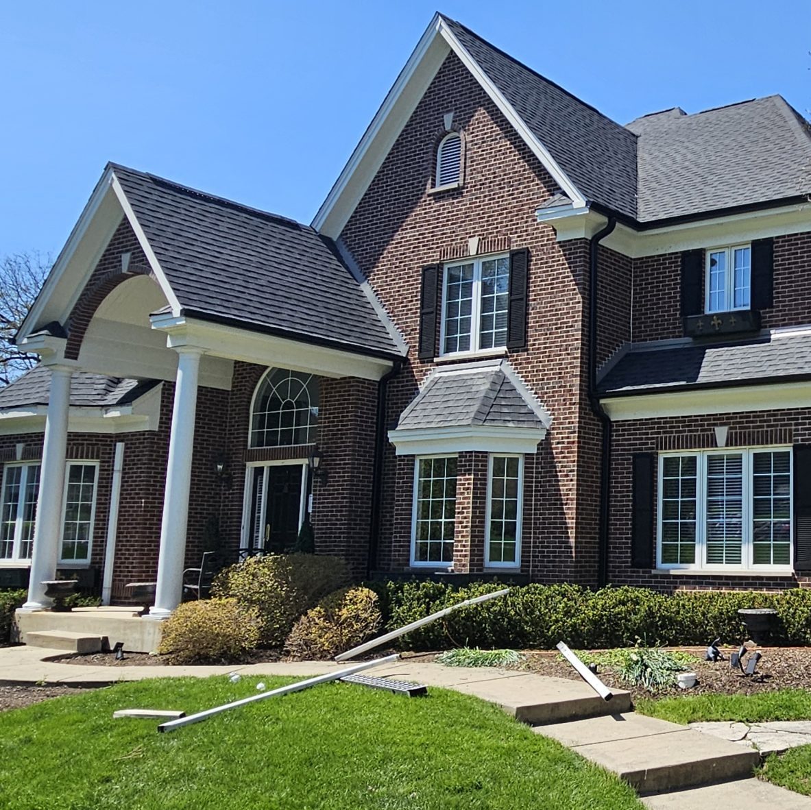 Gutter installation progress photo for a client in Cary, Illinois.